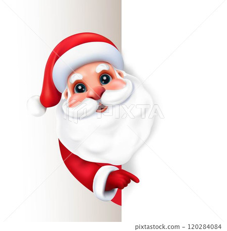 Santa Claus 3d with vertical blank sign. Santa Claus 3d with vertical blank sign. 120284084