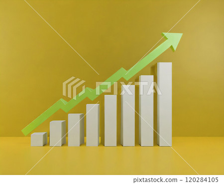 長條圖和箭頭。上升圖。 AI 生成影像。 120284105