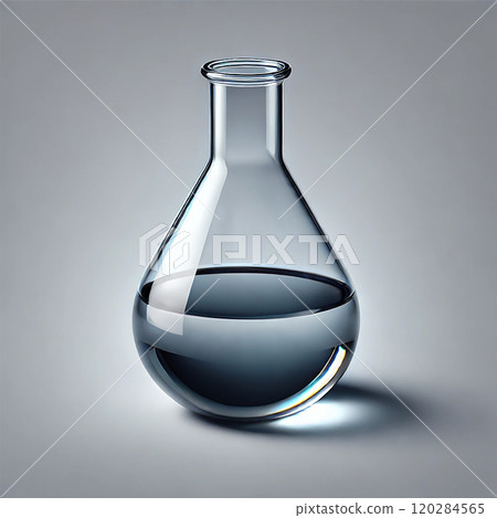 Illustration of laboratory equipment with liquid in a transparent flask 120284565