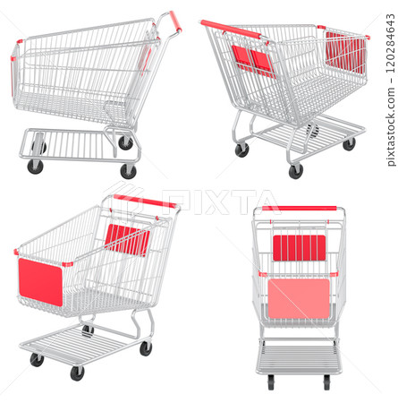 Empty Shopping Carts, side and front views. 3D rendering 120284643