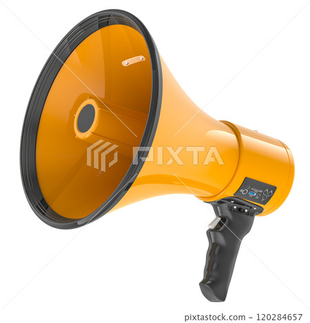 Orange Megaphone, 3D rendering Orange Megaphone, 3D rendering 120284657