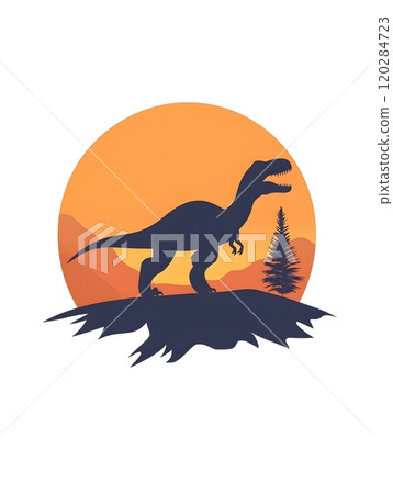 Minimalistic Cartoon Dinosaur Prehistoric Reptile Symbol 120284723