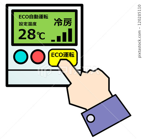 Illustration of air conditioner cooling setting to save energy in eco mode 120285110