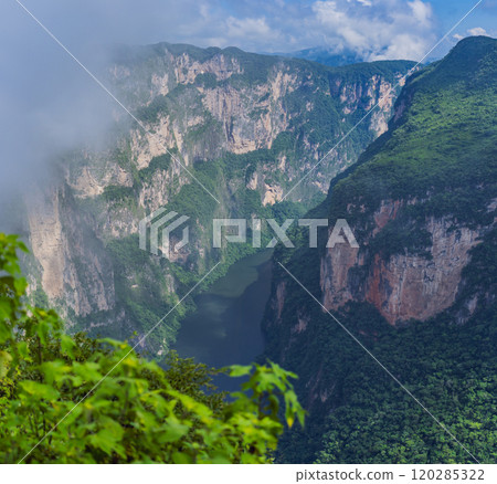 Sumidero Canyon National Park, Mexico. Natural wonder, adventure, and scenic landscape concept Sumidero Canyon National Park, Mexico. Natural wonder, adventure, and scenic landscape concept 120285322