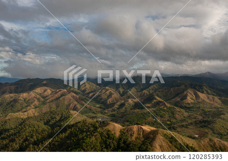Top view of Mountain slopes with tropical vegetation. Philippines. 120285393