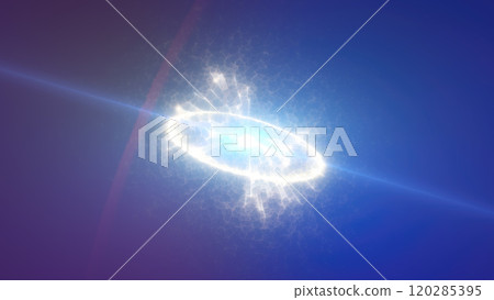 Intense blue electric halo glowing against a dark abstract background. Energy and technology theme with a futuristic vibe 120285395