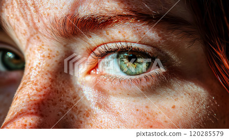 Extreme close-up macro shot of a vibrant hazel eye Extreme close-up macro shot of a vibrant hazel eye 120285579