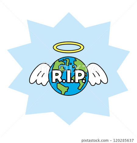 字母 R.I.P. 和帶有天使戒指和翅膀的地球的插圖 120285637