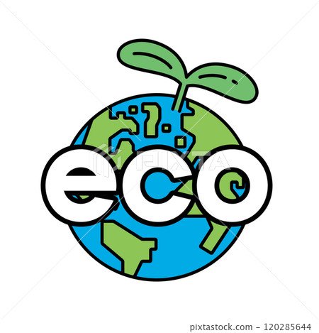 生態一詞和地球與幼葉的插圖 120285644