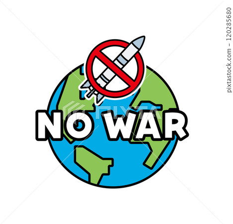 帶有禁止核武符號的地球插圖 120285680