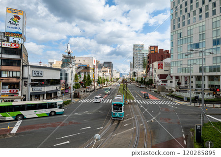 Cityscape and tram at JR Toyohashi North Exit in Toyohashi City, Aichi Prefecture Cityscape and tram at JR Toyohashi North Exit in Toyohashi City, Aichi Prefecture 120285895