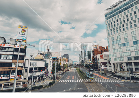 Cityscape and tram at JR Toyohashi North Exit in Toyohashi City, Aichi Prefecture 120285896
