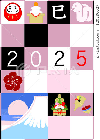 2025 Year of the Snake New Year's card 14 checkered pattern 2025 Year of the Snake New Year's card 14 checkered pattern 120286027