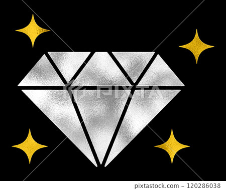 Shining diamond silver and gold silhouette illustration, cut out on black background 120286038
