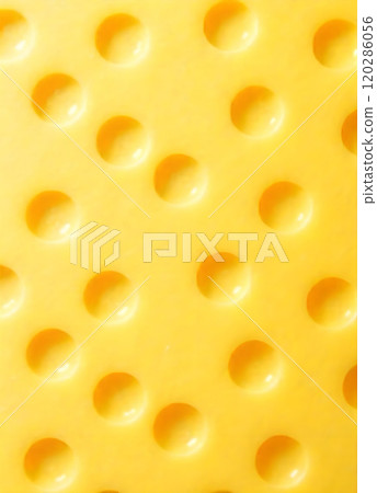 Close-up gourmet emmental cheese slice 120286056
