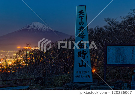 Night view of Mt. Fuji and Gotenba from Hakone and Mt. Kintoki Night view of Mt. Fuji and Gotenba from Hakone and Mt. Kintoki 120286067