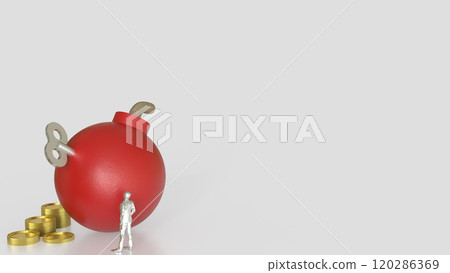 The Red Bomb wind up and coins for Business concept 3d rendering. The Red Bomb wind up and coins for Business concept 3d rendering. 120286369