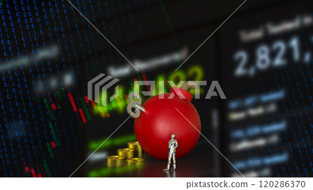 The Red Bomb  wind up and coins for Business concept  3d rendering. 120286370
