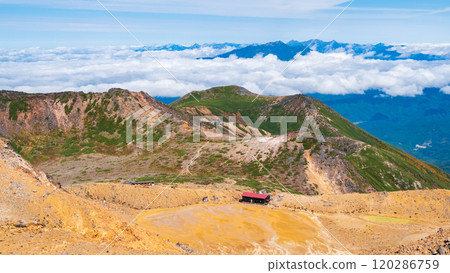 秋季攀登禦嶽山:從劍峰眺望二之池和次子山 秋季攀登禦嶽山:從劍峰眺望二之池和次子山 120286759