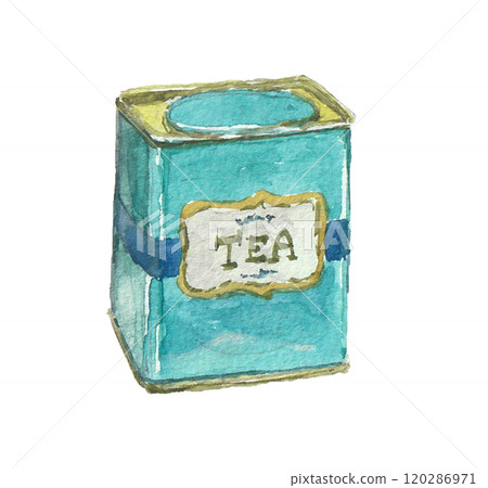 水彩畫的翡翠綠茶罐 120286971