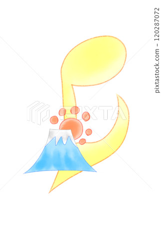 Musical note with Mount Fuji 120287072