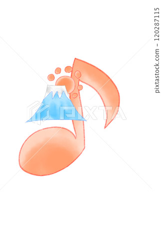 Musical note with Mount Fuji 120287115