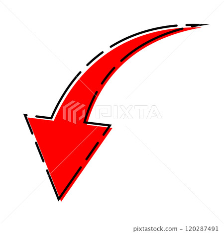Arrow diagonal downwards image red dashed line stylish Arrow diagonal downwards image red dashed line stylish 120287491