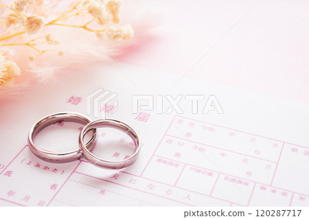 結婚戒指和結婚通知 結婚戒指和結婚通知 120287717