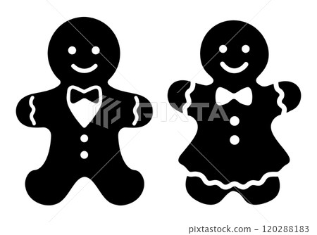 透明背景下聖誕人形生薑餅乾的剪影插圖。 透明背景下聖誕人形生薑餅乾的剪影插圖。 120288183