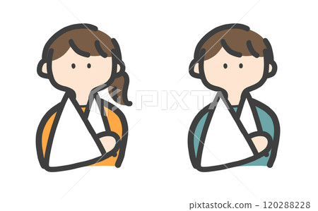 人物插畫斷臂男女套裝 120288228