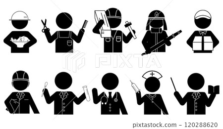 Pictograms representing various occupations 120288620