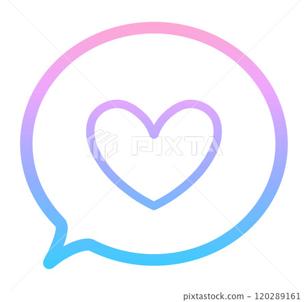 Pink and blue gradation | Heart symbol and speech bubble 120289161
