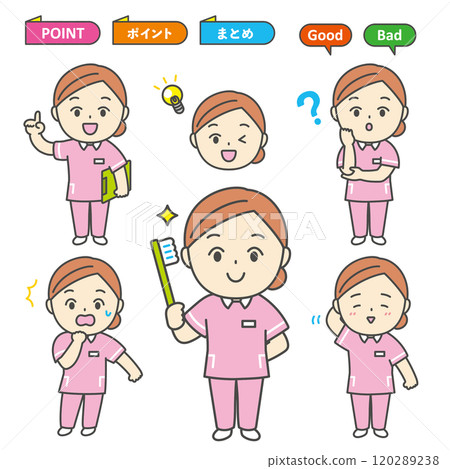 Dental hygienist character illustration icon 120289238