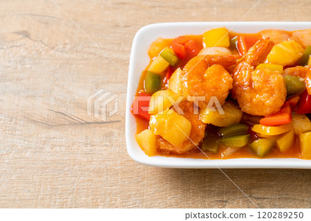 Stir-fried sweet and sour with fried shrimp 120289250