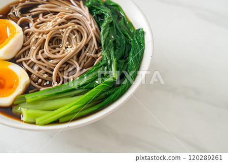 ramen noodles with egg - vegan or vegetarian food style ramen noodles with egg - vegan or vegetarian food style 120289261