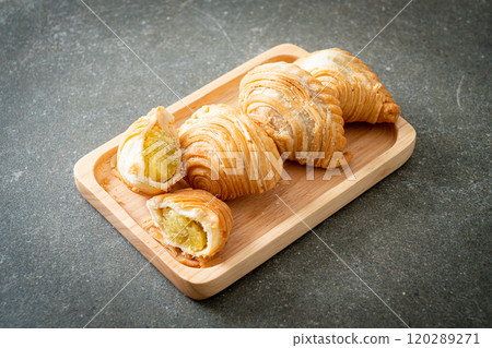 curry puff stuffed beans on plate 120289271