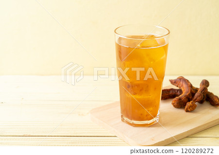 Delicious sweet drink tamarind juice and ice cube 120289272