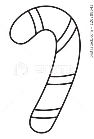 Candy cane outline for Christmas and New Year festive decoration, sweet snack, grocery shopping, supermarket, cafe, winter menu, restaurant, recipe, kid colouring book, art, painting, patch, brooch 120289643