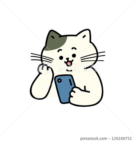 Cat looking at smartphone 120289752