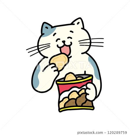 Cat eating snacks 120289759