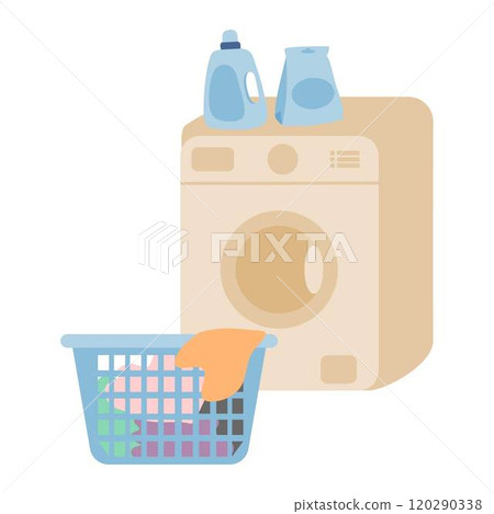 laundry basket and cleaning products 120290338