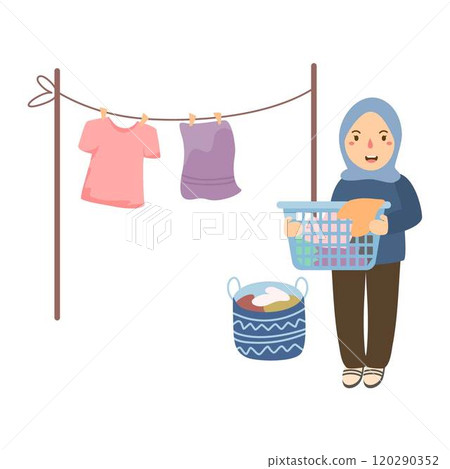 Clothes hanging on line 120290352
