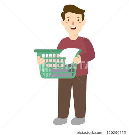 holding clothes basket holding clothes basket 120290355