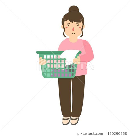 woman washes clothes flat illustration woman washes clothes flat illustration 120290368