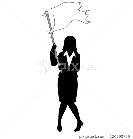 揮舞著白旗的女商人 揮舞著白旗的女商人 120290759