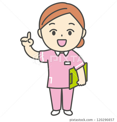 Explaining dental hygienist character illustration icon 120290857