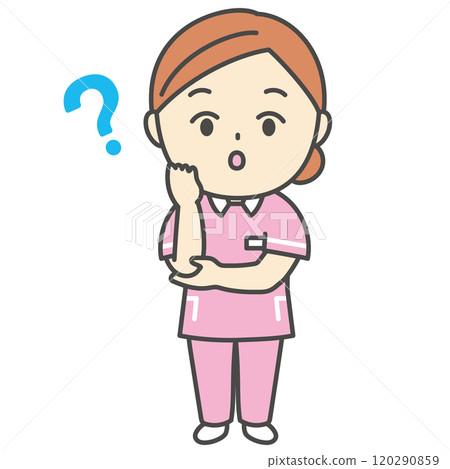 Questioning dental hygienist character illustration icon 120290859