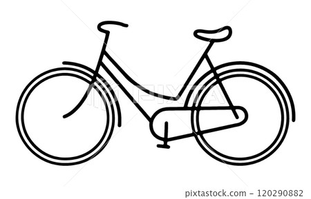 自行車的簡單變形手繪線條圖,透明背景的切口 自行車的簡單變形手繪線條圖,透明背景的切口 120290882