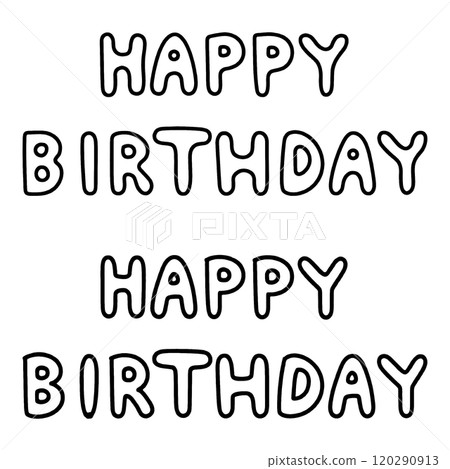 HappyBirthday 手寫標誌字體,粗輪廓,透明背景切口 HappyBirthday 手寫標誌字體,粗輪廓,透明背景切口 120290913