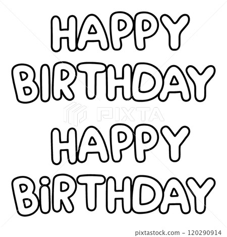 Happy Birthday handwritten logo font, thick outline, transparent background cutout 120290914